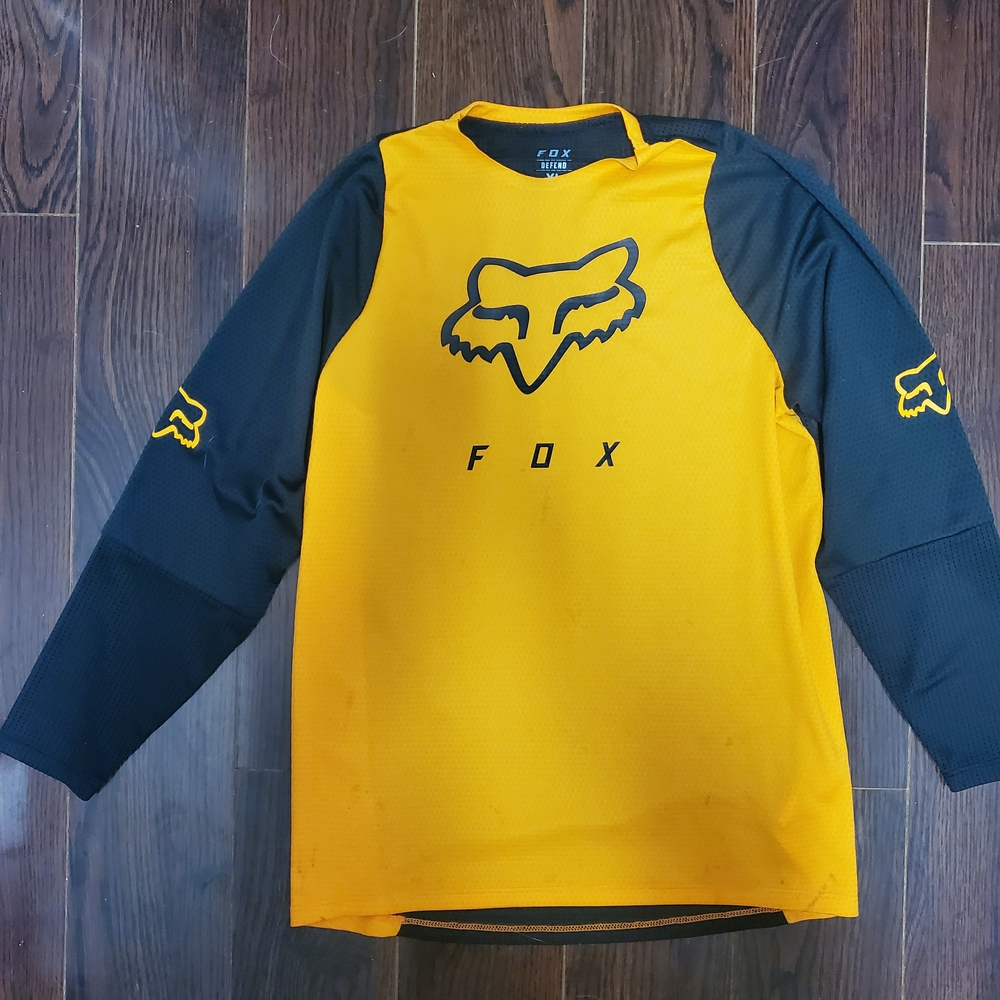 Fox Defend Racing Yellow and Black Long Sleeve Jersey